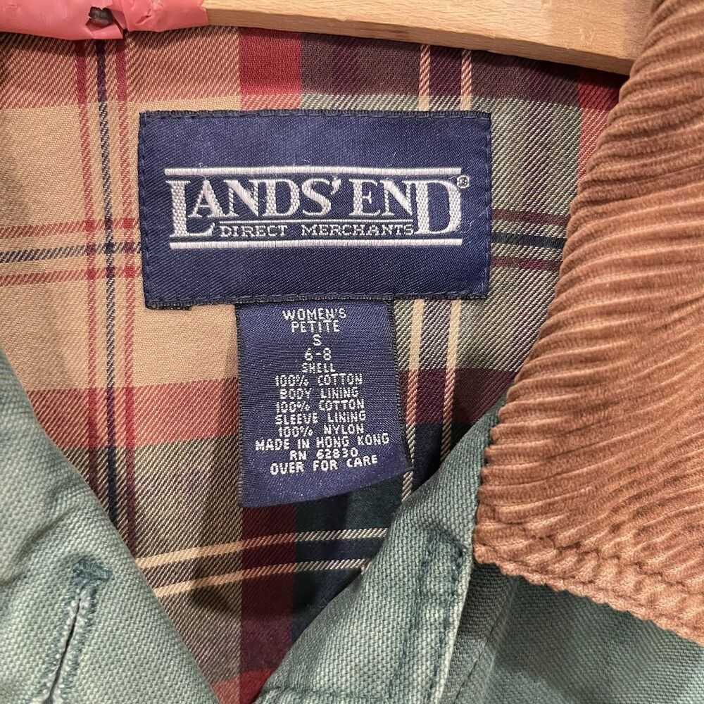 Lands End Green Cotton Plaid Lining PS 6-8 Corduroy Chore Barn Work Coat Jacket - Picture 2 of 10